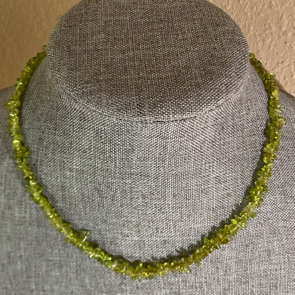 Estate Peridot Green Chip Necklace